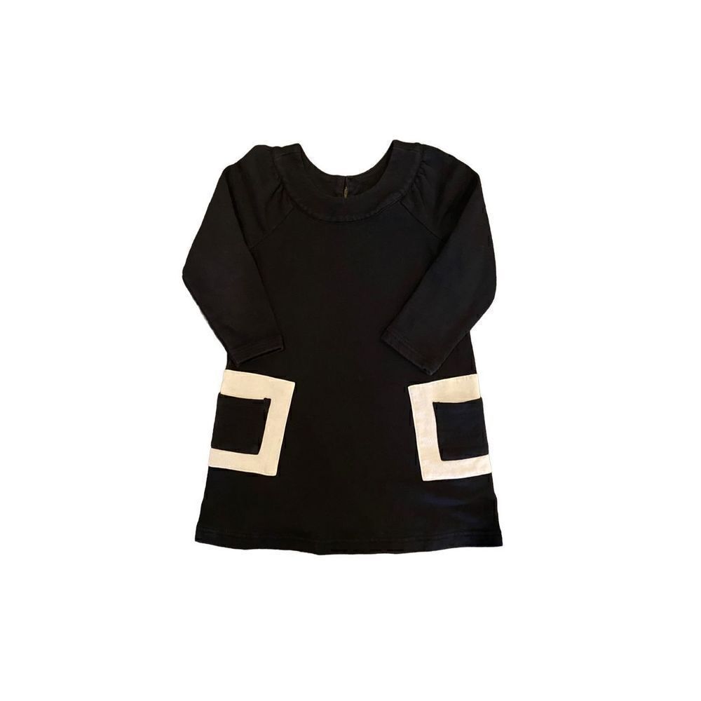 Hanna Andersson girls color black dress with front pockets size 5/1101 - Picture 1 of 4